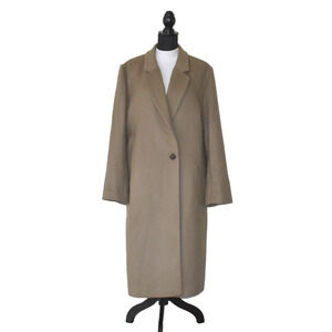 D0 NWT QUINCE Dark Camel Italian Wool Classic Single Button Long Coat Size XL